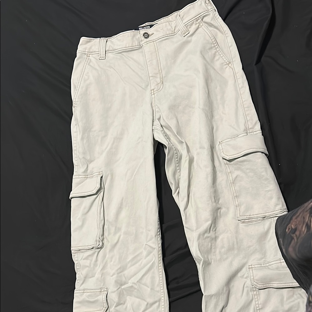 Hollister Gray Relaxed Fit Trousers Cotton Blend